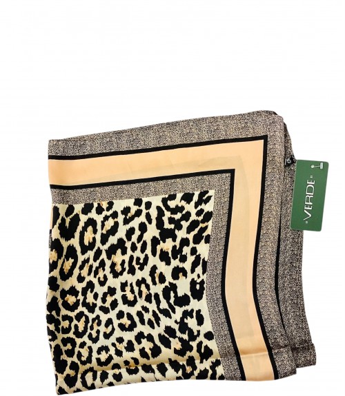 Μαντήλι Λαιμού Τετράγωνο Verde Beige Animal