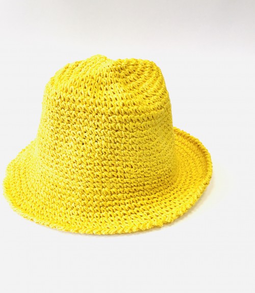 Καπέλο Ψάθινο Πλεκτό Yellow 