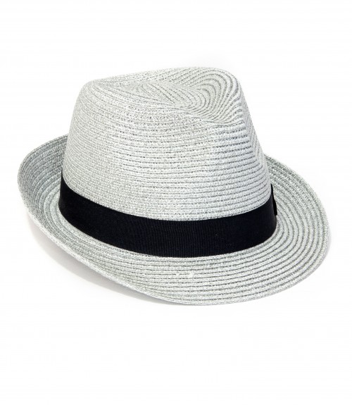 Καπέλο Καβουράκι Ψάθινο Ασημί Glossy