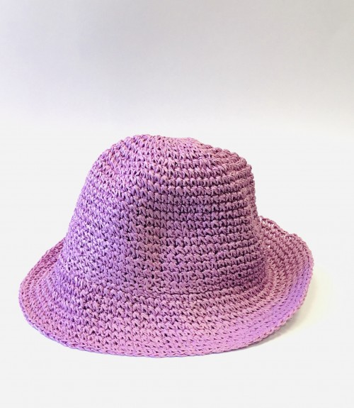 Καπέλο Ψάθινο Πλεκτό Lilac 