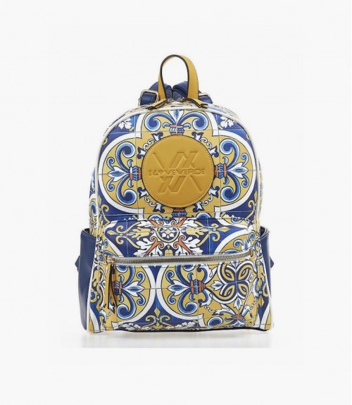 Τσάντα Πλάτης Verde Blue Yellow Prints 