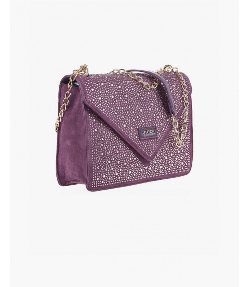 Τσάντα Verde Βραδινή Σουέτ Envelope Shiny Stras