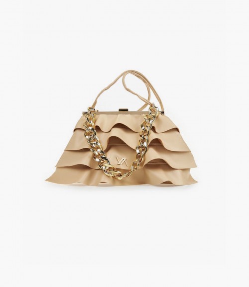 Τσαντάκι Verde με Βολάν Gold Chain