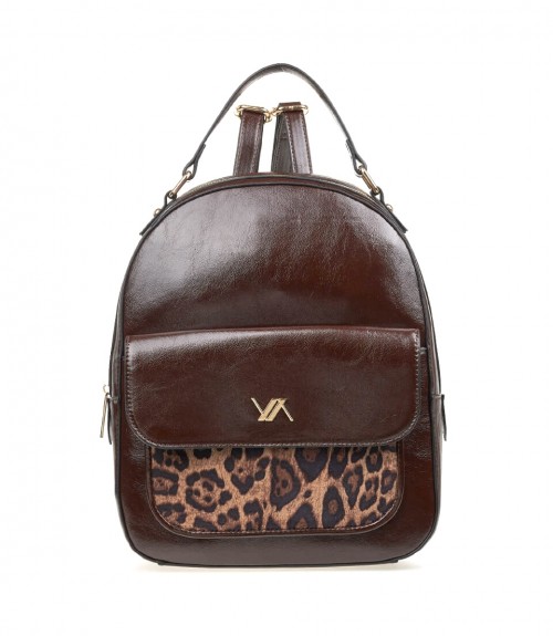 Τσάντα Πλάτης Verde Coffee Details Animal Print 