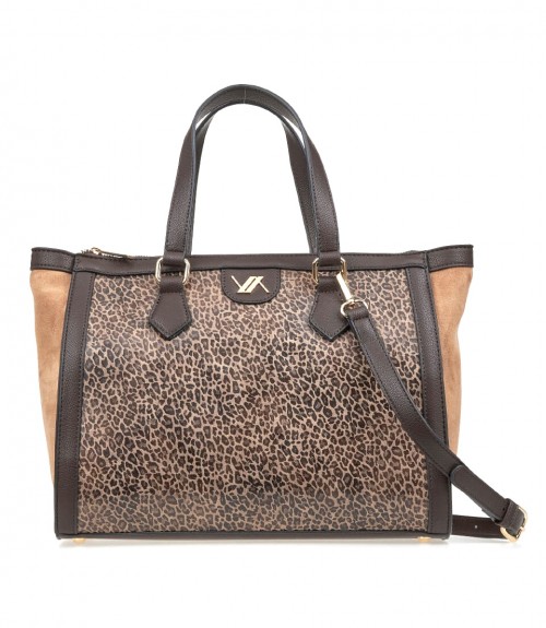 Τσάντα Verde Totebag Animal Print Coffee 
