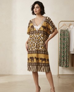 Φόρεμα Animal print Boho 