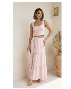 Σέτ Φούστα με Crop Top Pink