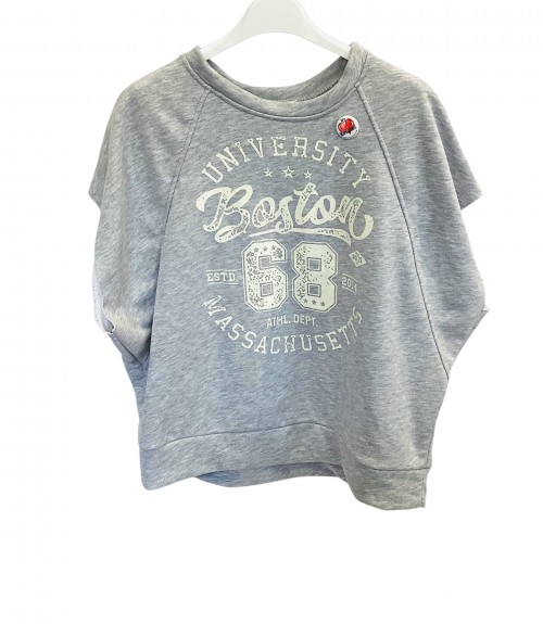 Μπλούζα Φούτερ με Κοντό Μανίκι Grey