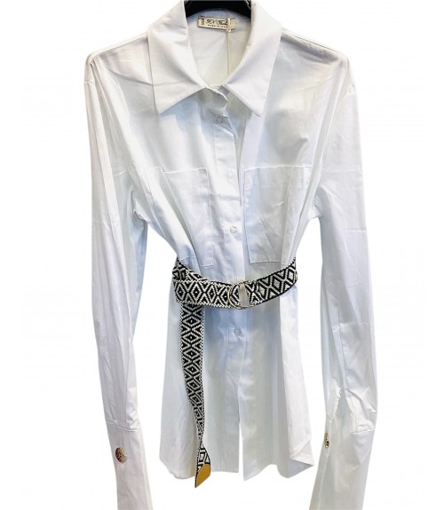 Πουκάμισο Βαμβακερό Oversize με Ζώνη 