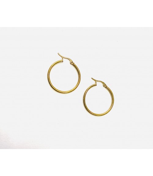 Σκουλαρίκια Ατσάλι Κρίκοι Basic Gold