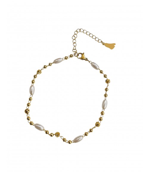 Βραχιόλι Ποδιού Ατσάλι Pearls 