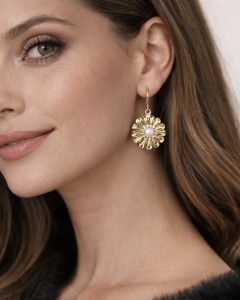 Σκουλαρίκια Ατσάλι Flowers Pearl