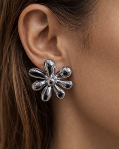 Σκουλαρίκια Ατσάλι Flowers Silver