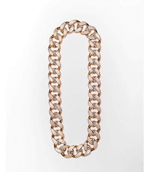 Κολιέ Μακρύ Αλυσίδα Flat με Στρας 