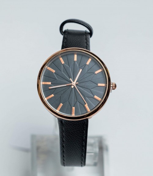 Ρολόι με Δερμάτινο Λουράκι και Rose Gold Watch Case